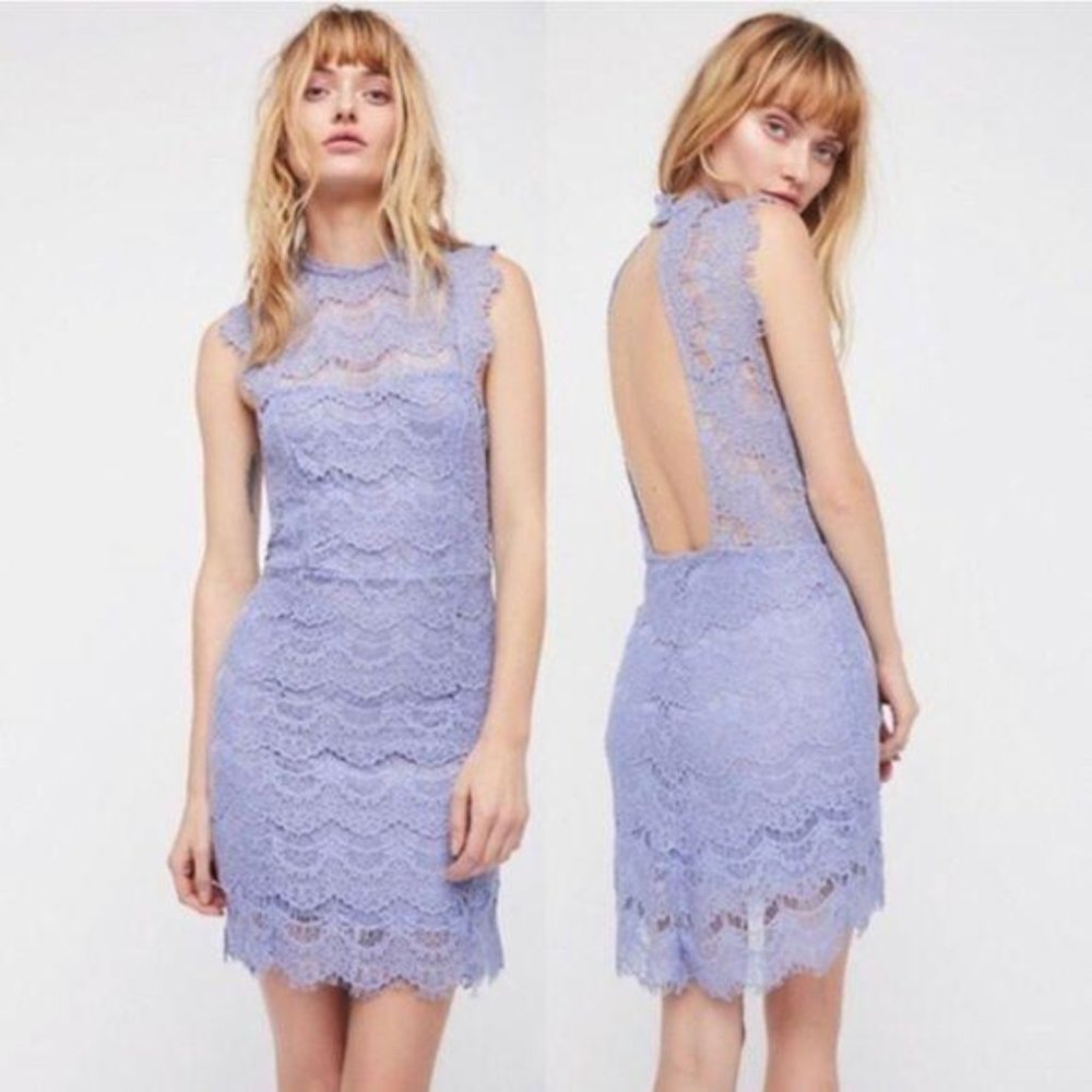 Free People Daydream Lake Blue Lace Mini Dress